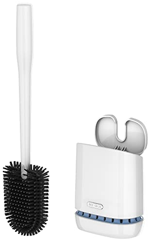 MR.SIGA Toilettenbürste WC Bürste und Halter, Klobürsten mit Wandmontage Behälter für Badezimmer, Weiß