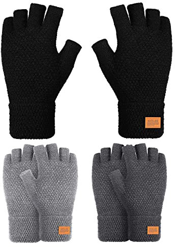 SATINIOR 3 Paar Kunstpelz Nerz Fingerlose Handschuhe Strickhandschuhe, Mehrfarbig (Schwarz, Dunkelgrau, Hellgrau, Stilvoller Stil)