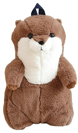 Qianly Sac à Dos Loutre de Mer, Sac à Bandoulière en Forme d'animal Amusant, Sac de Poupée, Sac de Rangement Léger en Peluche, Sac à Main pour Enfant, Brun