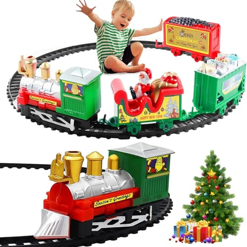 giocattolo elettrico per treno di Natale，Trenino per Bambini, per ferrovia，Giocattoli Classici con binari, Regalo Natale Giochi per Bambini
