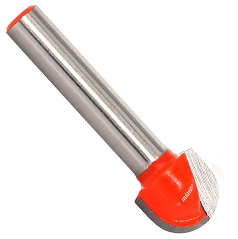 Akylin Cove Core Box Router Bit 1/4 Shank, Carbide Tipped Double Flute Round Nose Router Bit, 1/2 Cut Dia, Cut Height 25/64, Woodworking Milling Cutter for Groove