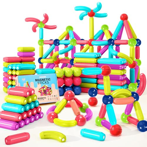 AQXONG 88Pcs Jouets de Construction Magnétiques, Jouets de Construction 3D, Blocs de Construction Magnétiques, Cadeau de Jouet d'apprentissage Éducatif pour Garçons et Filles de 3 à 12 Ans (88Pcs)