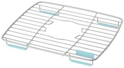 KitchenAid Rust Resistant Small Sink Protector with Non Slip Feet and Center Opening for Sink Stopper and Quick Drying, 10.5 x 12.5 x 1.4 Inch, Mineral Water