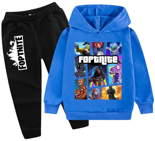 zhaojiexiaodian Survêtement de sport pour enfants avec imprimé 3D de dessin animé, pull de loisirs pour enfants, sweat à capuche + pantalon, bleu b, 160