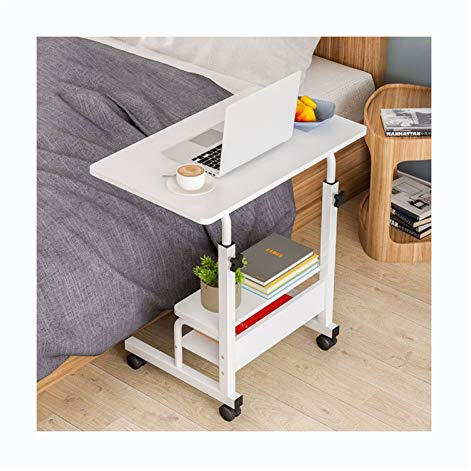SFNIOKFG Überbetttisch mit Rollen, höhenverstellbar, für Sofas, Laptop-Schreibtisch, Rollwagen, Notebook-Computerständer, Betttisch (60 cm, Warmweiß)