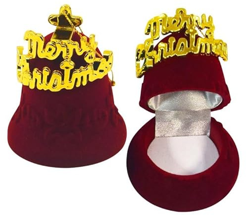 Weihnachts Schmuck Geschenkbox Set, Rote Samt Kleine Geschenkverpackung Box zur Präsentation von Schmuck Ohrringen Ringen und Halsketten, Schmuckschachtel Klein Schmuckkästen Schachtel (Rot Glocke)