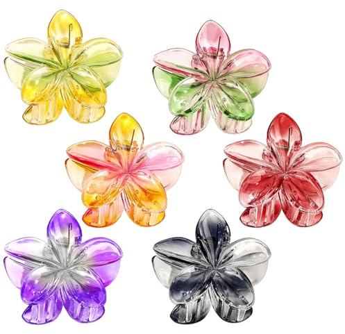 Blumen-Haarspange, Damen-Haarspange, große Haarspange, Blumen-Haarspange, rutschfeste Haarklammern (6 Stück)
