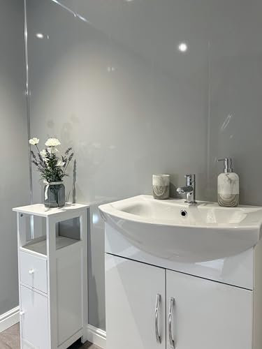 DBS Platinum Grey Shimmer PVC Bathroom Cladding Ceiling Panels Shower Wet Wall Kitchen (7 Panels)