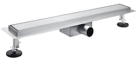 Aica Caniveau de Douche Italienne, Siphon de Sol Rectangulaire en Acier Inoxydable 70 cm, Pouvant être Carrelé, Drain de Douche avec Boîte Anti-odeur et Filtre à Cheveux Fins