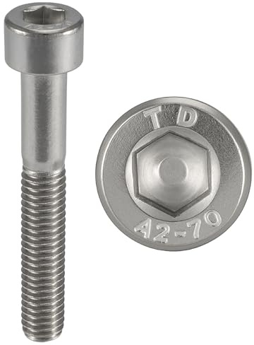 Tornillos INOX M6x60 mm con cabeza cilíndrica BTR Ø 6x60 mm | Tornillos M6 x 60mm CHC de 6 cantos huecos (llave allen) | Acero Inoxidable A2-70 (V2A/304) | ISO 4762 / DIN 912 : LOTE DE 10 Piezas