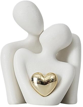 Couple Embracing Figurine | Romantische abstrakte Skulptur aus Keramik | Mini-Paar-Statue | Paar umarmende Statue für TV-Schränke, Wohnzimmer und Schlafzimmer
