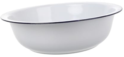 Gadpiparty Ciotola Vintage Smalto Bianco, Grande Capacità per Cucina | Facile da Pulire, Uso Domestico e Lavaggio Vegetali, Design Classico per Impasto e Preparazioni Varie