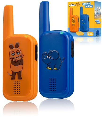 Bresser DieMaus Walkie-Talkies für Kinder 2er Set mit 1 Kanal Reichweite bis 500 m robust Batteriebetrieb 6X AAA Nicht enthalten