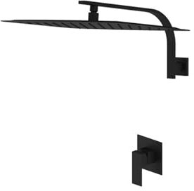 Juego de ducha de baño cuadrado, combinación de grifo de ducha de una sola función en la pared, color negro mate, de lujo, con cabezal de ducha(12 Inch Headshower)
