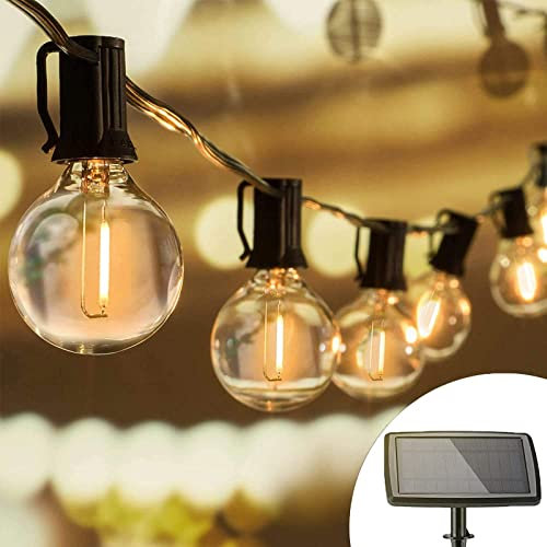 Joomer Solar Festoon Lights Outdoor, 25+2 LED G40 Shatterproof Bulbs Hanging Garden String Lights, 18.3M/60Ft IP65 Waterproof Outdoor Solar String Lights for Patio, Yard, Gazebo, Porch, 2700K