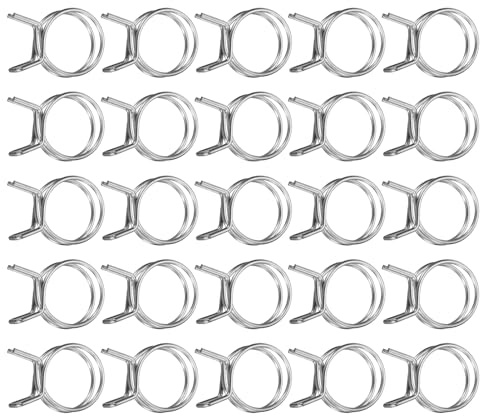sourcing map 25Pcs 26mm/1.02inch Inner Dia Double Wire Spring Hose Clamp, Stainless Steel Adjustable Spring Clips for Hose Fuel Line Silicone Tube Water Pipe Air Pipe