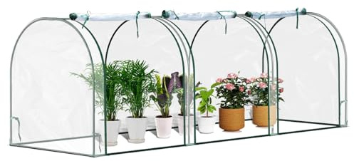 Eikuavons Gewächshaus klein, Foliengewächshaus PVC Transparent,270 x 90 x 90 cm Pflanzenaufzucht Pflanzenhaus,Wetterfestd und Winterschutz,für Garten oder Balkon