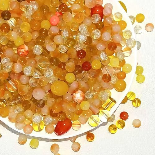 DAHI 550 Pièces Perles en Verre Orange pour Bracelet, Perles Rondes en Verre Mélange, Kit pour la Fabrication de Bracelets, Colliers, Bijoux