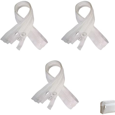 3 Stück 30 cm Teilbare Kunststoff Reißverschlüsse in Weiß Robuste Jackenreißverschlüsse zum Einnähen für Kleidung, Mäntel, Taschen, Heimtextilien, DIY Nähprojekte und Handarbeitszubehör