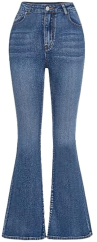 Kids Flared Jeans Girls Baggy Fashion School Teen Girls Loose Fit Bootcut Denim Trousers Vintage Elasticated High Waist Summer Casual Aesthetic Streetwear Sweatpants Age 5-14 (Dark Blue, 13-14 Years)