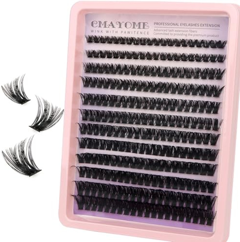 MOTIBACK Wimpern Extensions Set - 240 Pcs DIY Lash Extension Set mit 10-18 mm für Damen | Selbstklebende Künstliche Wimpern inkl. Wimpernkleber, Präzisionspinzette, Applikator & Bürste-392