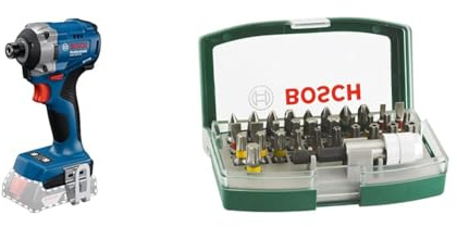 Bosch Professional 18V System Cordless Impact Driver GDR 18V-215 + 32pc. Screwdriver Bit Set (PH-, PZ-, Hex-, T-, TH-, S-Bit, Accessories Drill and Screwdriver)