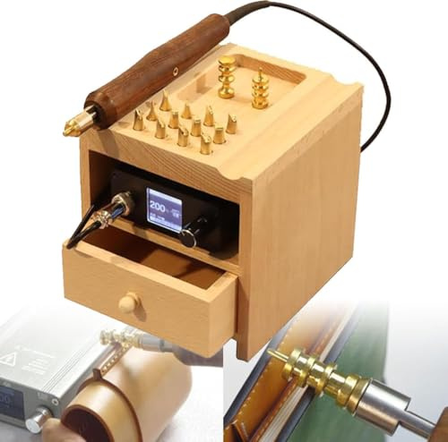 GEJLELDS Máquina para ribetear y Plegar Cuero, Plancha eléctrica de Calor con 14 Puntas para marroquinería, Rayado, ranurado, prensado y Sellado de Bordes en Caliente.,Single