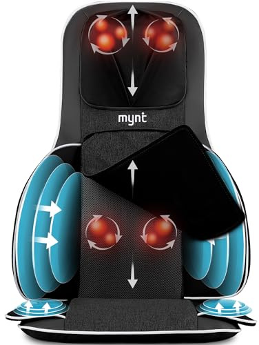 Mynt Back and Neck Massager for Pain Relief Deep Tissue,3D Shiatsu Acupressure Neck Back Massager with Heat, Seat Massager for Full Body Relaxation Black