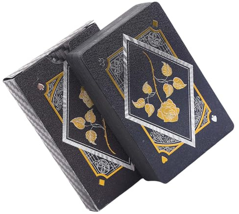 Juego de cartas de PVC chapado en oro de lujo, lavable, juego de cartas de juego para noches de juego, juego de cartas coleccionables