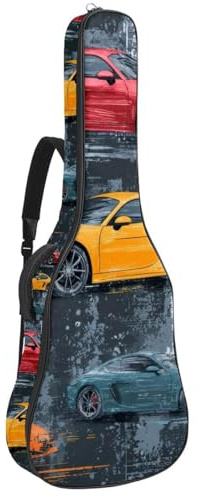Kleine Blumen lila winzige Blumen nahtlose Muster Gitarrentasche Rucksack mit verstellbaren Schultergurttaschen, Mehrfarbig 04, 42.9x16.9x4.7 in, Lässiger Tagesrucksack