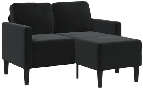 Massbinet Ecksofa 2 Sitzer Sofa mit Chaiselongue L Form Schwarz 125 cm Samt