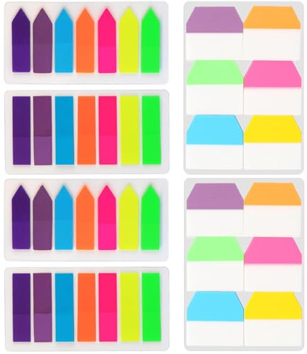 DYSWTUE 800 Piezas de Marcadores Adhesivos, Pestañas de Colores Para Libros, Marcadores de Cinta Translúcida para Marcar Páginas, Notas Adhesivas con Índice para Escribir, para Uso Escolar y Oficina