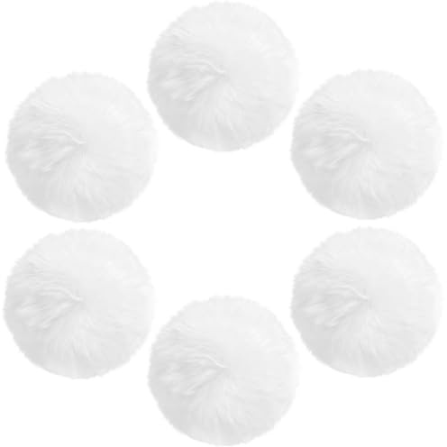 6 Stück Fellbommel 7cm Pompons Weiß, Flauschige Pompoms für Mützen & DIY Basteln, Weiche Bommel für Mütze als Winter Dekoration, Ideal für Handarbeit, Schals, Taschen & Kreative Projekte