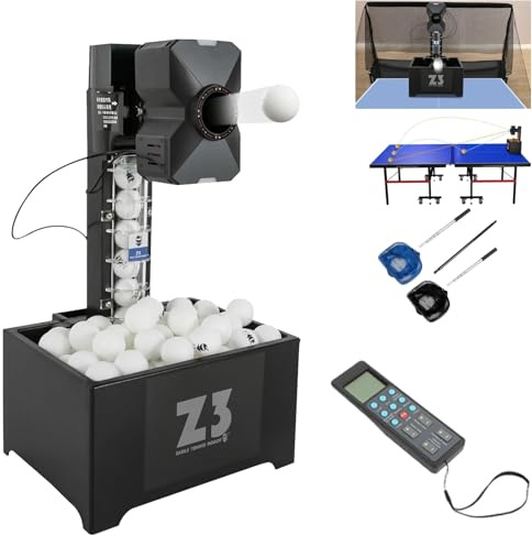 Levkitch Robot da ping pong, macchina automatica per palloni da ping pong, con telecomando e ping pong, con rete che può contenere 100 palline da ping pong