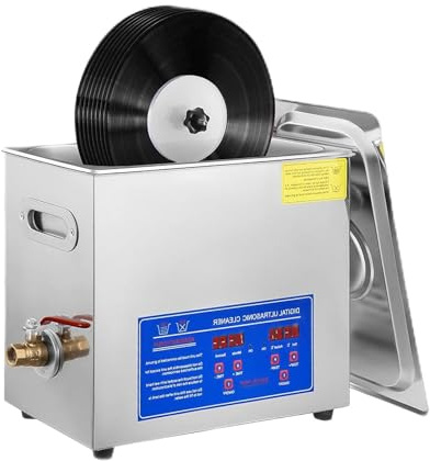 Limpiador ultrasónico portátil para Plata, Joyas, Discos de Vinilo y baño ultrasónico de 180 W. Limpiador sónico de Joyas, dentaduras postizas y Gafas.