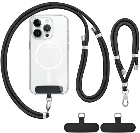 ShinningCare Phone Lanyard 2Pcs, Phone Lanyard Crossbody + Phone Wrist Strap Adjustable, 6mm Neck Cell Phone Strap Anti Theft Compatible with Most Mobile Phones for Women Men