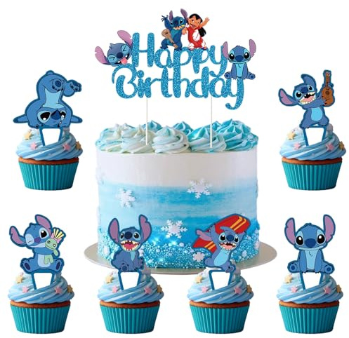Kuchen Deko Geburtstag, Tortendeko-Set, Cake Topper, Für Kuchen & Cupcakes (C)