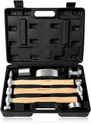 DAYUAN Set di 7 pezzi per riparazione carrozzeria auto, martello e carrello, martello per ammaccature e parafanghi