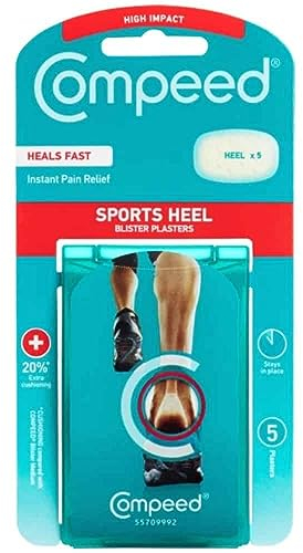 Compeed®-Pansements Ampoules Talon Sport-Extrême-5 Pansements Hydrocolloïdes-Soin des Pieds-Pansements Cicatrisation Rapide-20%d’épaisseur en plus*,Dimensions:6,8 x 4,2 cm,(l'emballage peut varier)