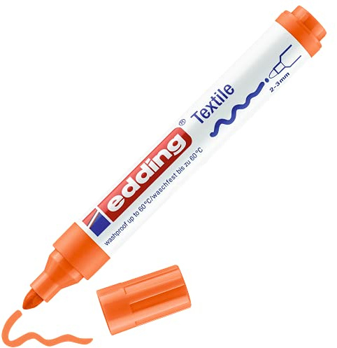 edding 4500 Round Nib 2-3 mm-Permanent Drawing on Textiles, wash-Resistant up to 60 °C-Marker Fabric Lettering, 20: 1 Pen-Orange