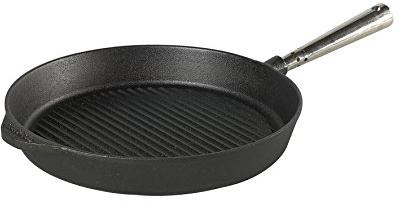 Grillpfanne 28 cm. Edelstahlgriff. Auf allen Herdarten, Ofen, Grill & offenem Feuer einsetzbar | em Feuer einsetzbar
