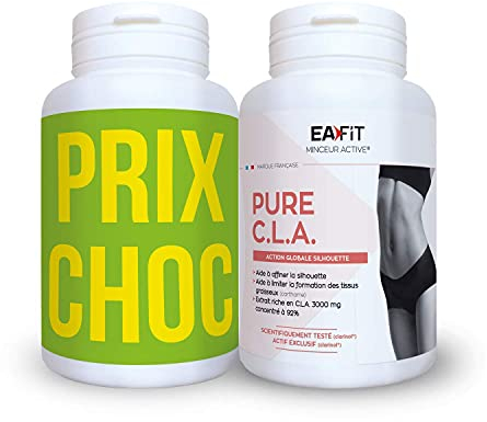 EAFIT MINCEUR - Pure CLA DUO - Brule graisse raffermissant - Aide à affiner la silhouette - Limite la formation des tissus graisseux - Riche en CLA - 2x90 capsules - Complement alimentaire adapté au sport