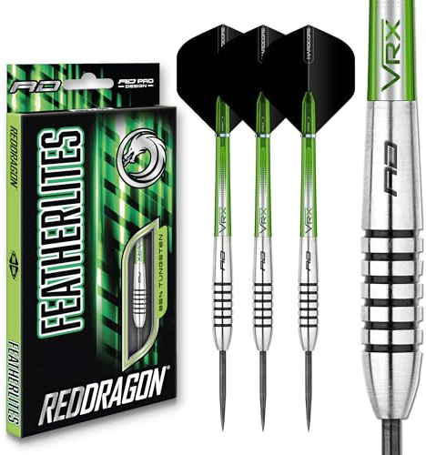 RED Dragon Featherlite 10g, 12g, 17g, 18g or 19g Tungsten Darts Set with Flights and Stems