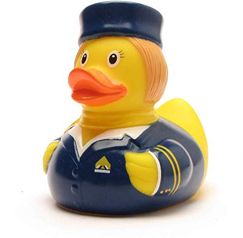 Duckshop I Badeente Stewardess I Quietscheente I L: 8,5 cm I Quietscheentchen I Geschenk für Flugpersonal I Präsent Sammler