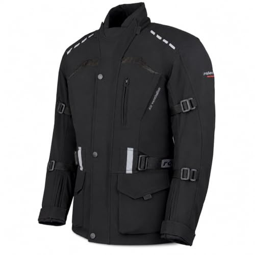 Roleff Motorradjacke RO1512 - Softshell Motorradjacke mit Protektoren und Klimamembrane, Schwarz, S-3XL