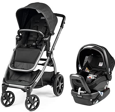 Peg Perego Ypsi Travel System - Includes Ypsi Lightweight Reversible Stroller and Primo Viaggio 4-35 Nido Infant Car Seat - Made in Italy - Onyx (Black)