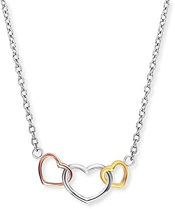 Engelsrufer Damen-Halskette mit Herz Anhängern, aus 925er Sterling Silber, Karabinerverschluss, Länge: 44 cm, ERN-WITHLOVE-03
