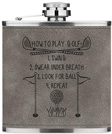 Comment Jouer Golf 6oz Cuir PU Hip Flasque Gris Luxe