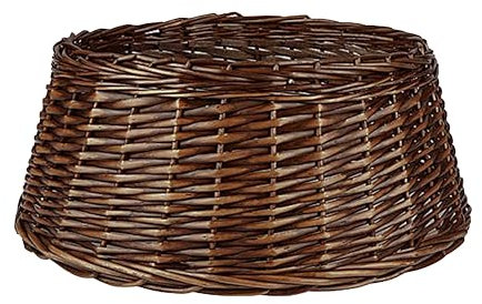 Natural Wicker Christmas Tree Skirt Xmas Stand Cover Xmas Decoration Basket (Brown, Medium)