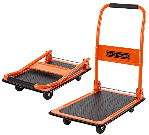 BLACK+DECKER BXWT-H303 Folding Platform Trolley - Hand Truck Max. 80KG - Trolley on Wheels 60 x 40 x 80.5 cm - Transport Cart with Handle - Easy to Store - Steel